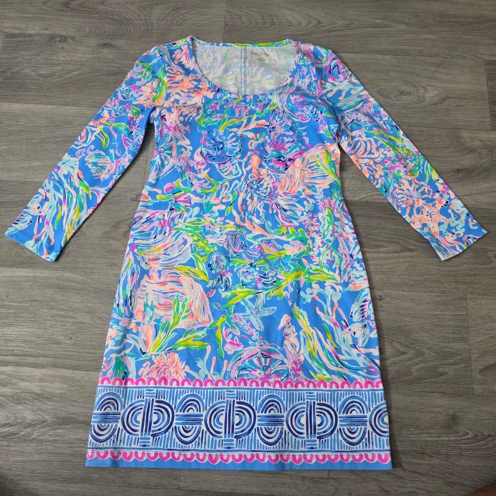 Lilly Pulitzer Shift Dress Colorful Print Long‎ Sleeve Casual XS